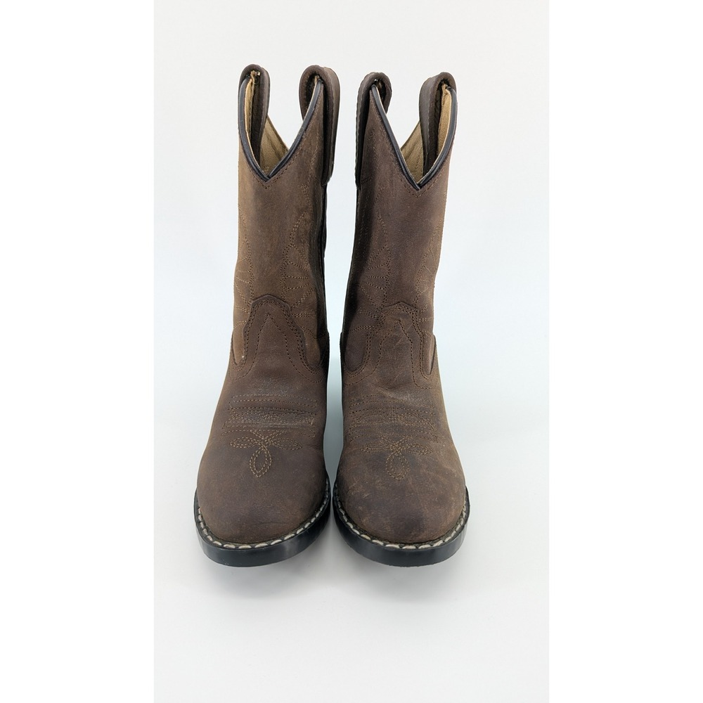 Masterson Boot Co Kids Brown Leather Western Cowboy Boots RB2000C Size 10.5 M